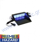  PREMIER HAZARD Τitan - Μπλέ - Εσωτερικό LED ταμπλώ αυτοκινήτου, τεσσάρων (4) λυχνιών LED διαμέτρου 35mm, αντάπτορας αναπτήρα, καλώδιο τριών (3) μέτρων 