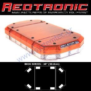  Redtronic MEGA-FLASH™ 360 EM095BECO - Πολυφαρικό Σύστημα (Φωτεινή Μπάρα Οροφής), Πορτοκαλί, 51cm - Μόνιμης Στήριξης 