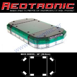  Redtronic MEGA-FLASH™ 360 EM100BECO - Πολυφαρικό Σύστημα (Φωτεινή Μπάρα Οροφής), Πράσινη, 60cm - Μόνιμης Στήριξης 